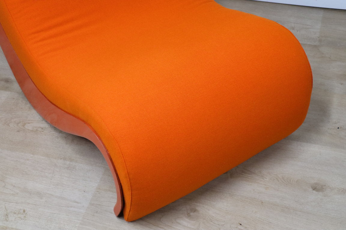 Chauffeuse vintage organique en tissu orange et fibre, 1970