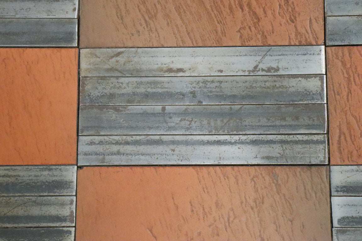 Table basse vintage en métal et céramique, 1970