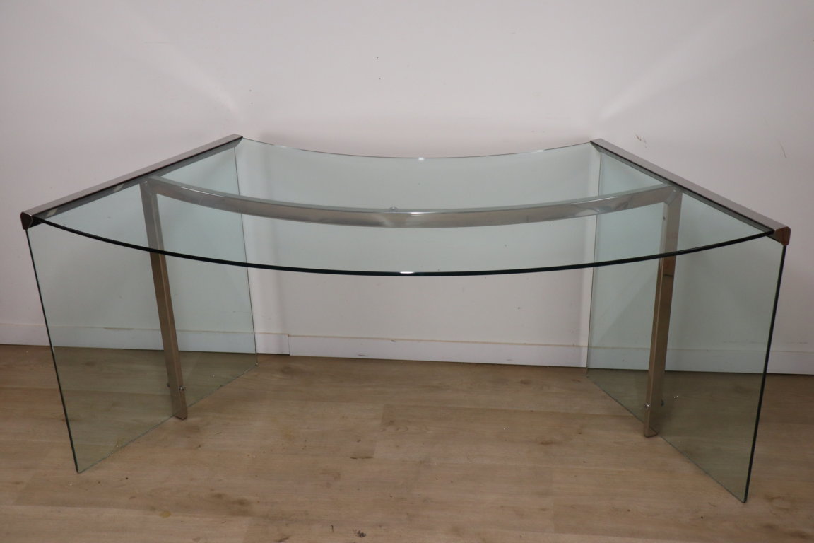 Bureau « Président » par Gallotti et Radice en verre trempé, 1970