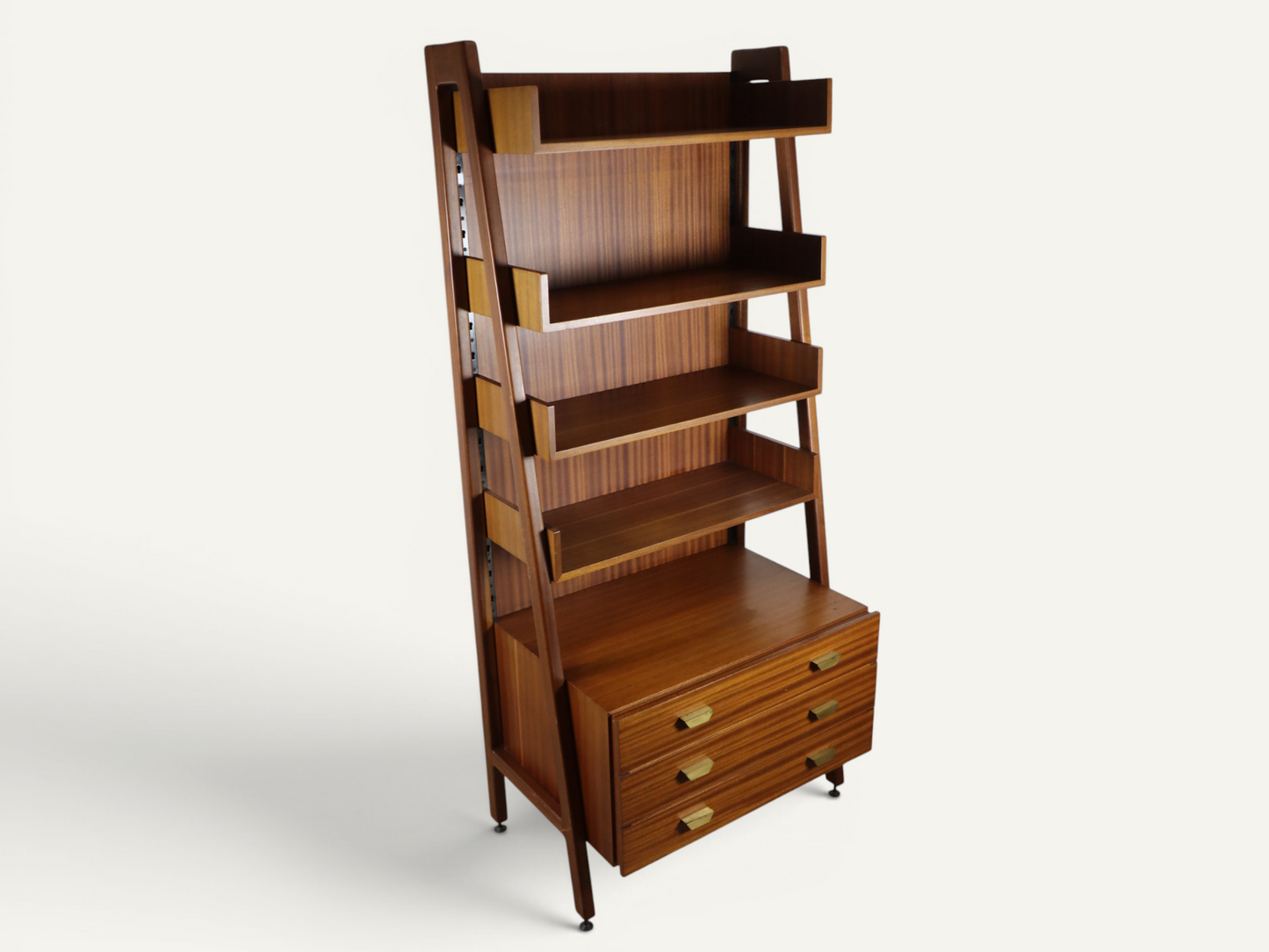 Bibliothèque vintage italienne en bois massif - Années 60