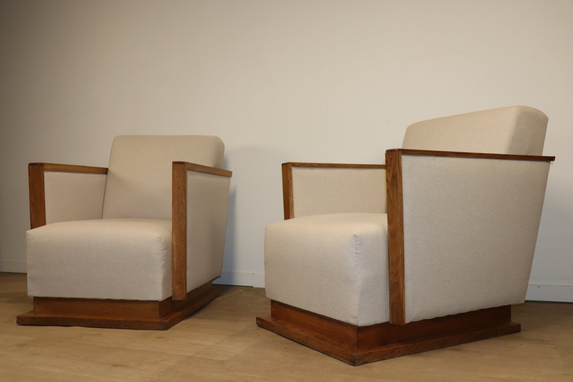 Paire de fauteuils cubique moderniste, 1940