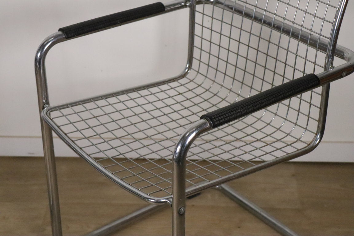 Paire de fauteuils vintage en métal chromé, 1970