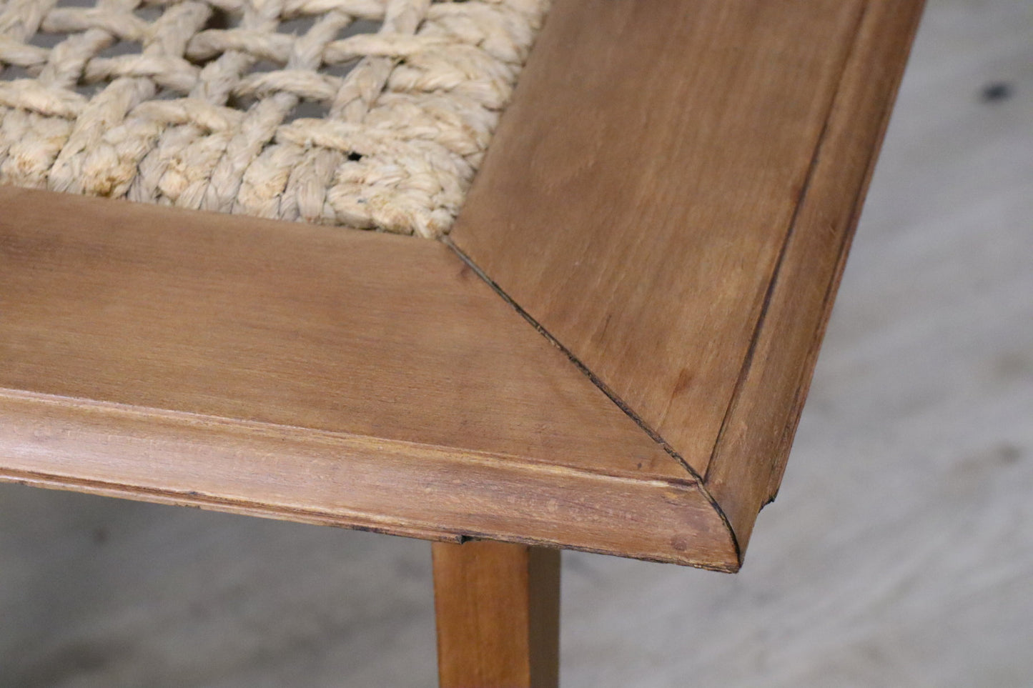Table basse vintage en chêne et corde, 1950