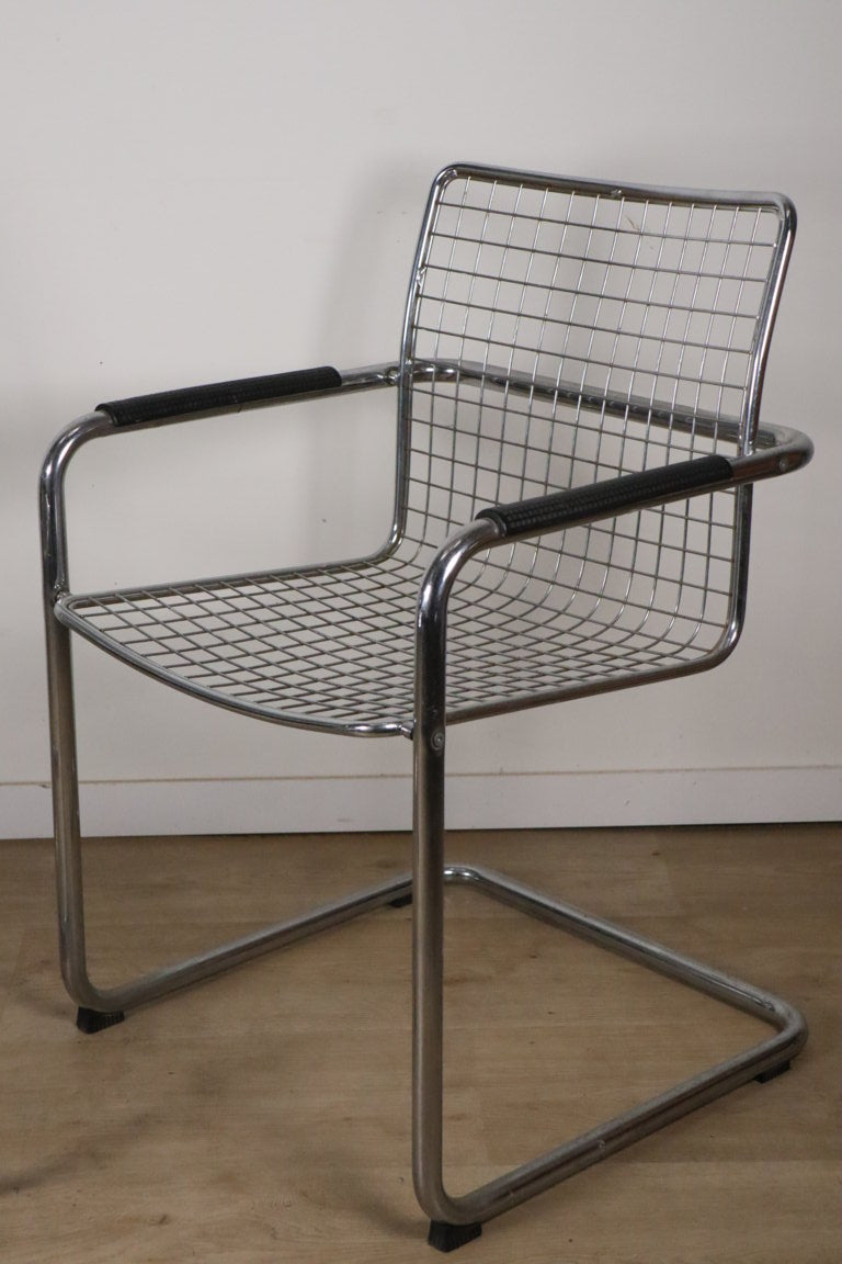 Paire de fauteuils vintage en métal chromé, 1970