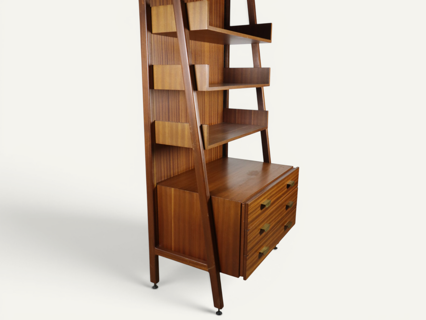 Bibliothèque vintage italienne en bois massif - Années 60