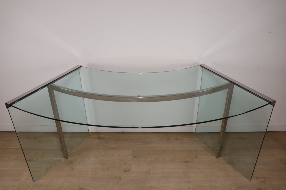 Bureau « Président » par Gallotti et Radice en verre trempé, 1970