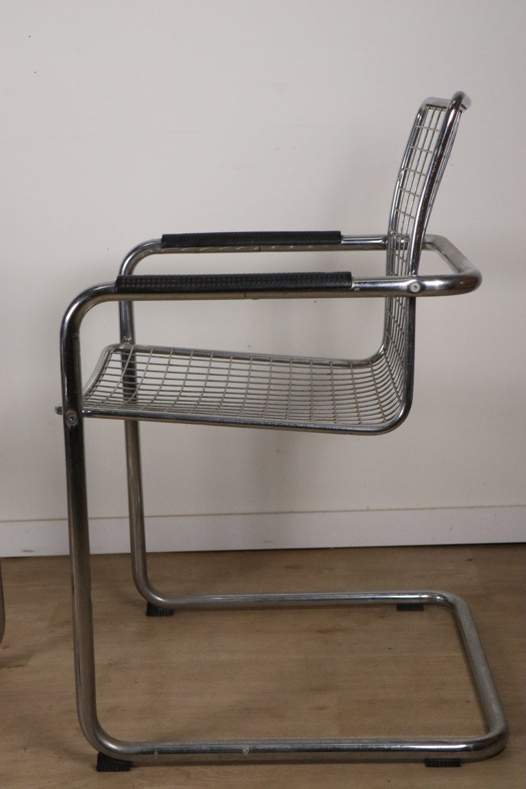Paire de fauteuils vintage en métal chromé, 1970