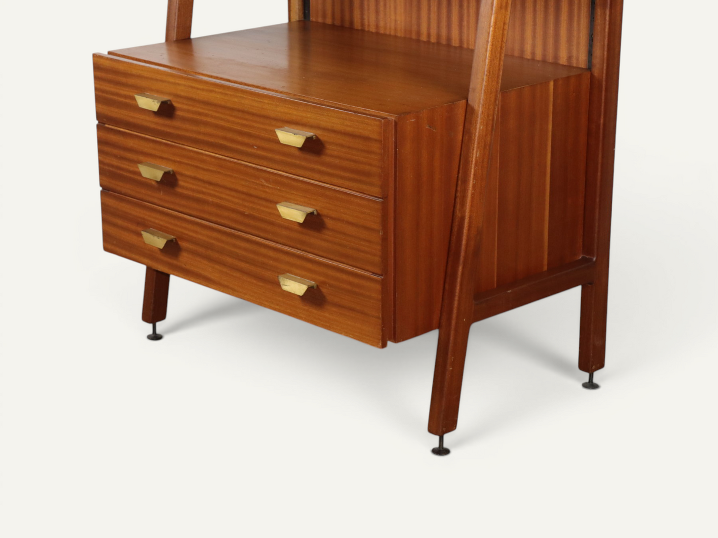 Bibliothèque vintage italienne en bois massif - Années 60