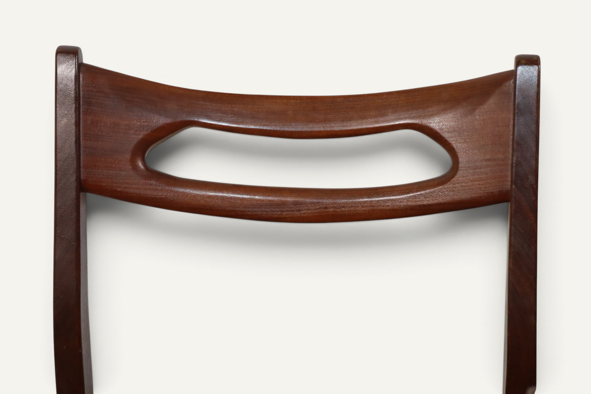Série de 4 chaises vintage en teck et laine orange – années 60