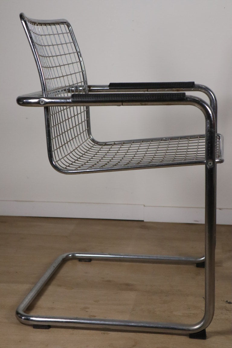 Paire de fauteuils vintage en métal chromé, 1970