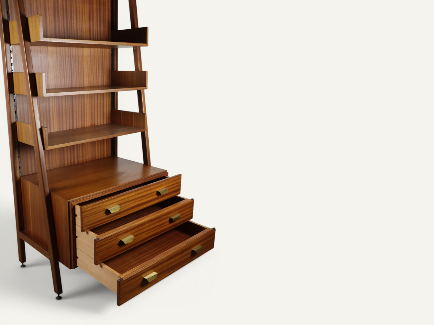 Bibliothèque vintage italienne en bois massif - Années 60