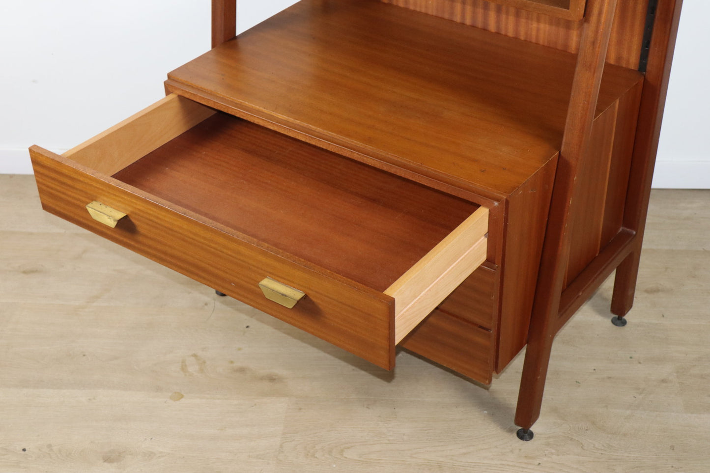 Bibliothèque vintage italienne en bois massif - Années 60