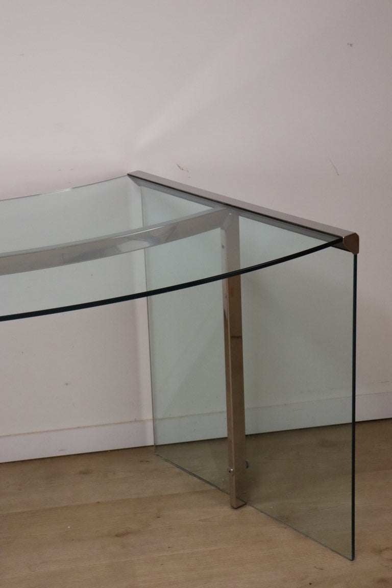 Bureau « Président » par Gallotti et Radice en verre trempé, 1970