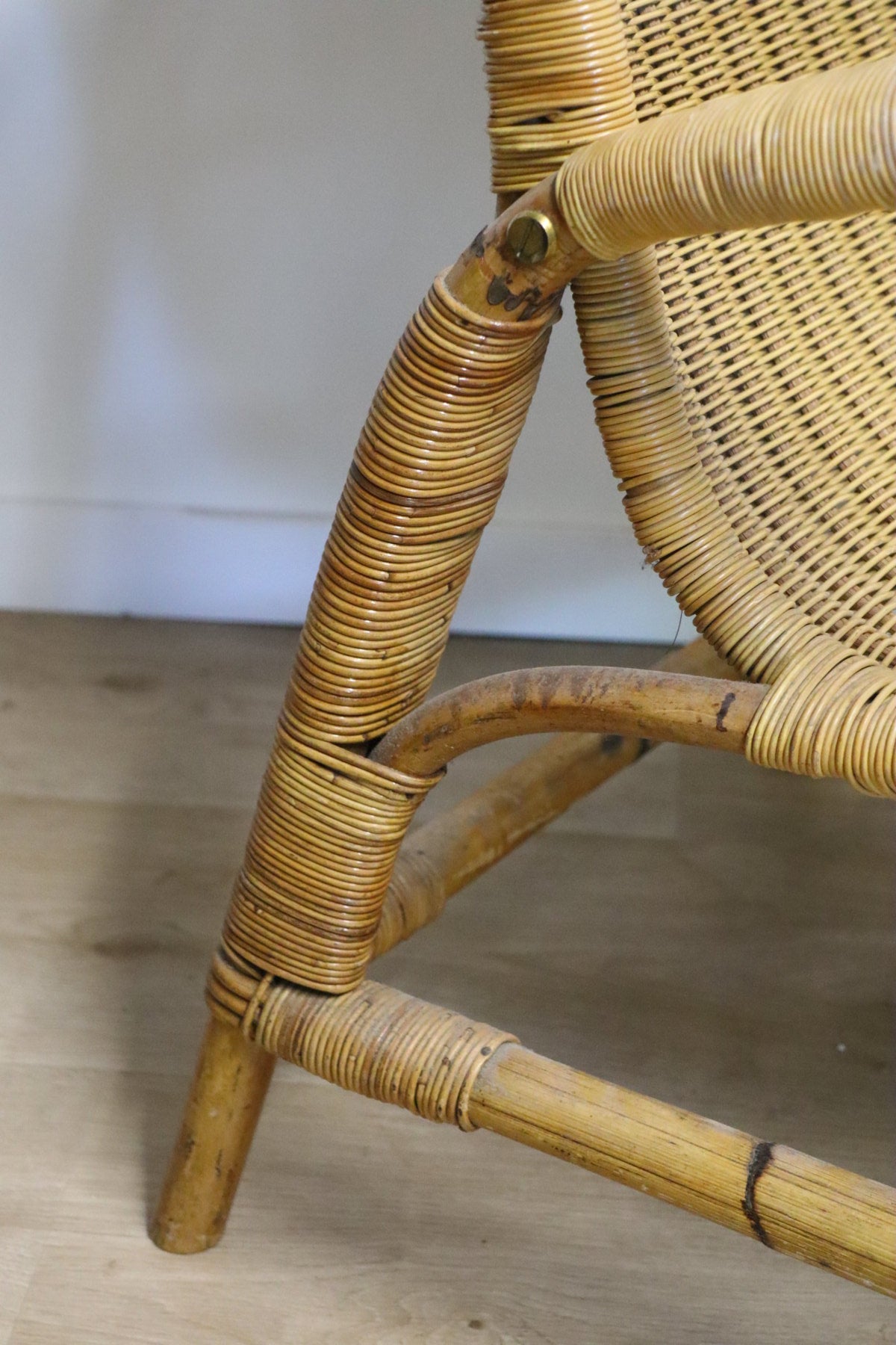 Paire de fauteuils vintage en osier et bambou, 1960