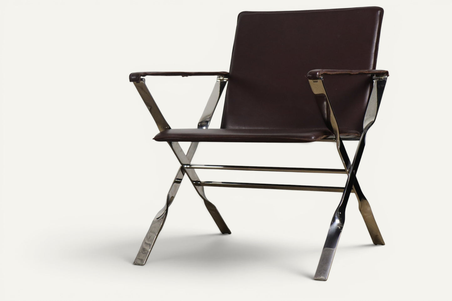 Paire de fauteuils en cuir et métal chromé, Italie - 1970