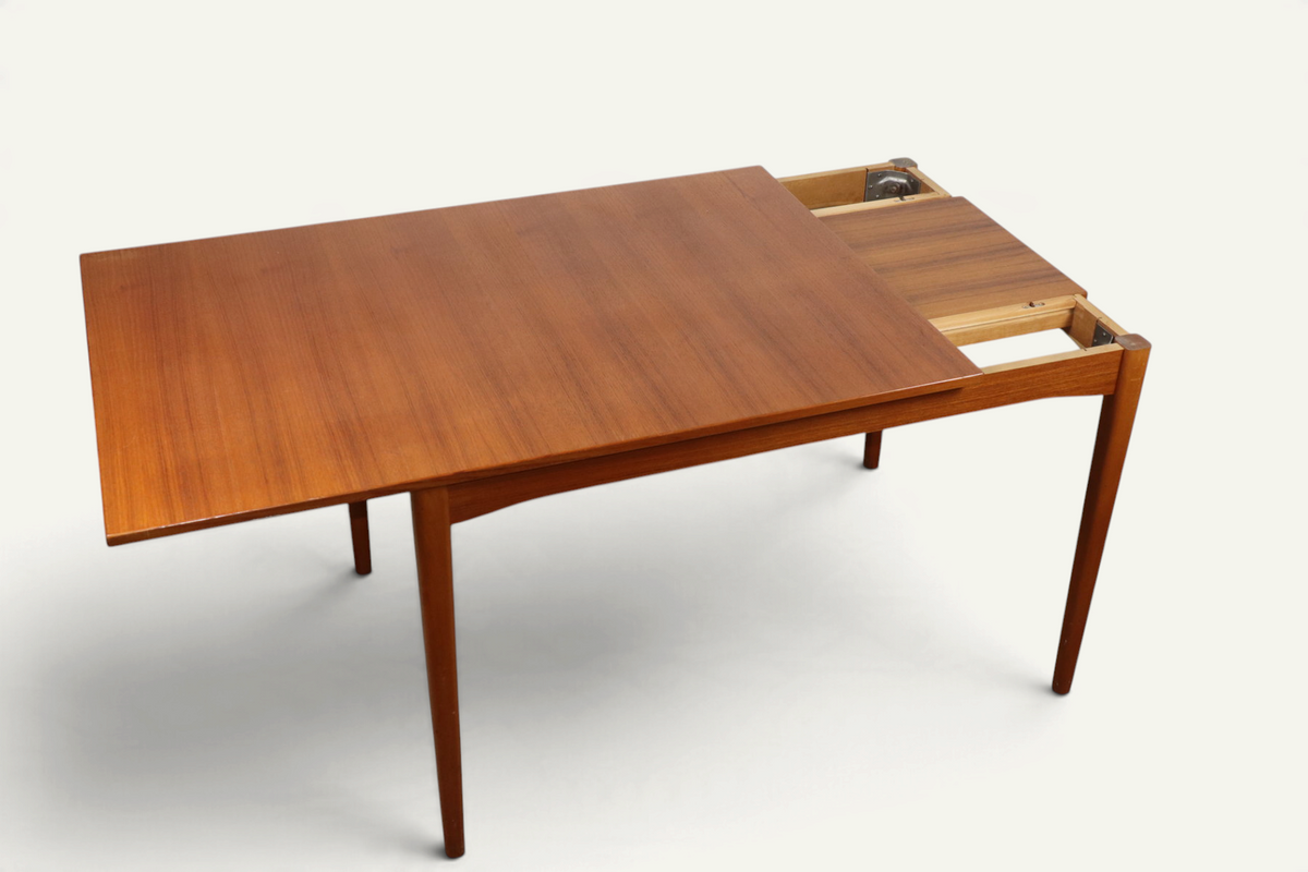 Table de repas rectangulaire extensible en teck, style scandinave – années 60
