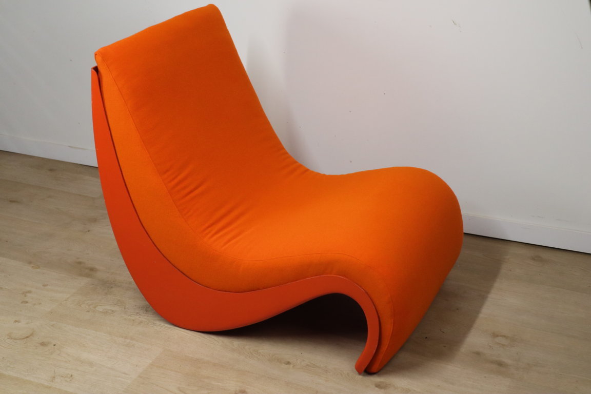 Chauffeuse vintage organique en tissu orange et fibre, 1970
