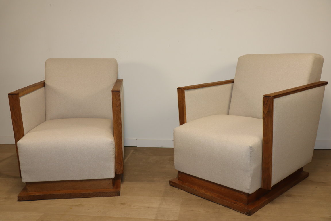 Paire de fauteuils cubique moderniste, 1940