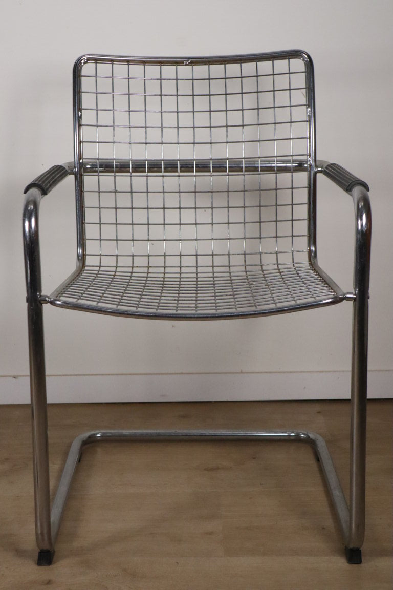 Paire de fauteuils vintage en métal chromé, 1970