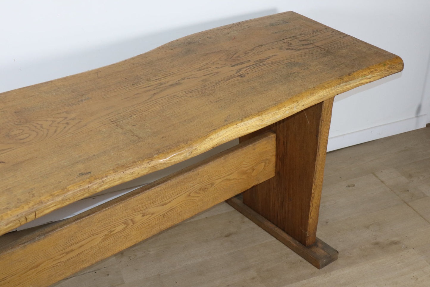 Table de repas brutaliste en bois massif - Années 50/60