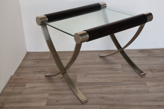 Table basse minimaliste en acier et verre, 1970