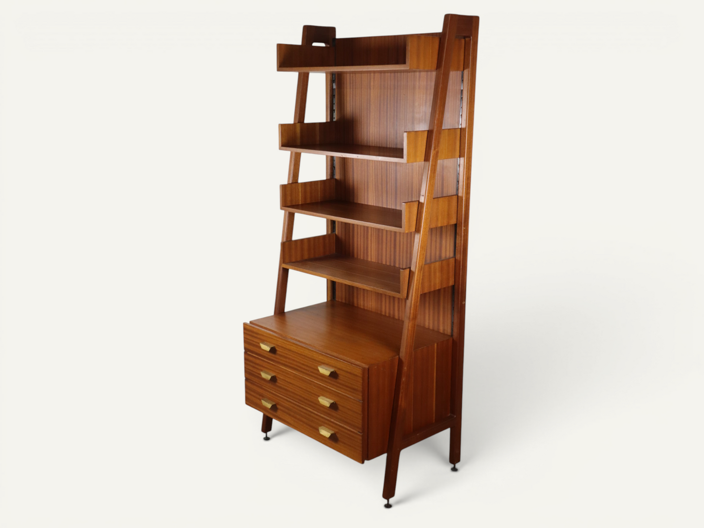 Bibliothèque vintage italienne en bois massif - Années 60