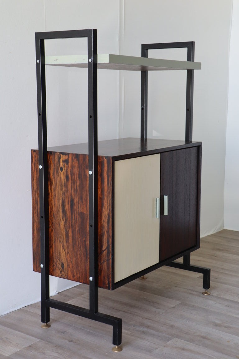 Bibliothèque vintage modulable en bois et métal, 1960