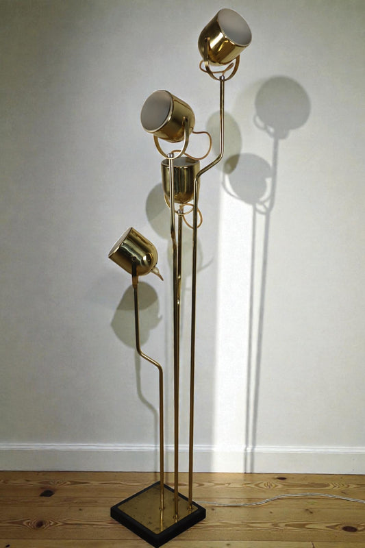 Lampadaire vintage Goffredo Reggiani en métal doré - Années 70