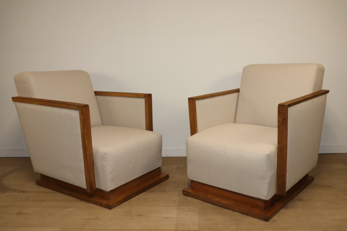 Paire de fauteuils cubique moderniste, 1940