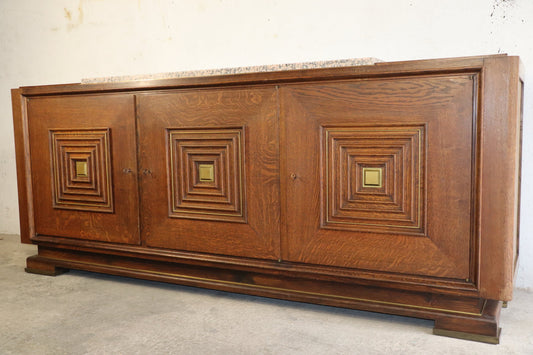 Buffet Enfilade Art déco en chêne massif et marbre, 1940