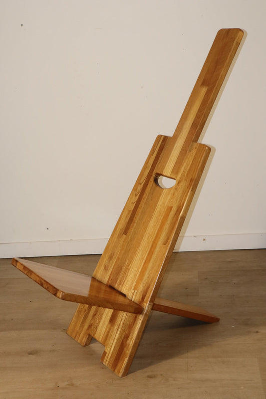 Fauteuil de repos sculptural brutaliste en orme massif, 1980