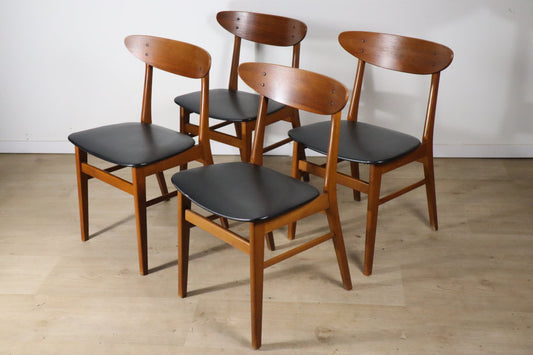 Série de 4 chaises danoise scandinave en teck, 1960