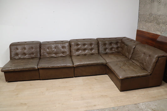 Canapé vintage modulable en cuir patchwork, 1970