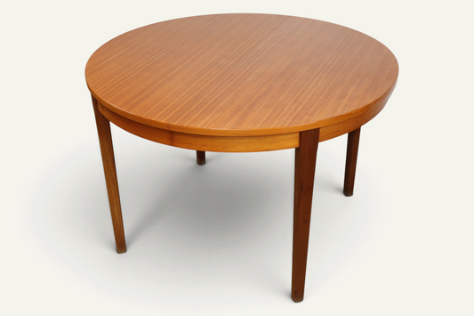 Table ronde extensible vintage en teck, années 70