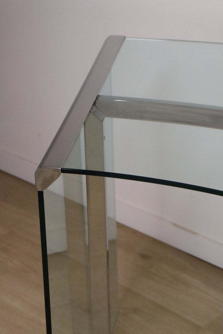 Bureau « Président » par Gallotti et Radice en verre trempé, 1970