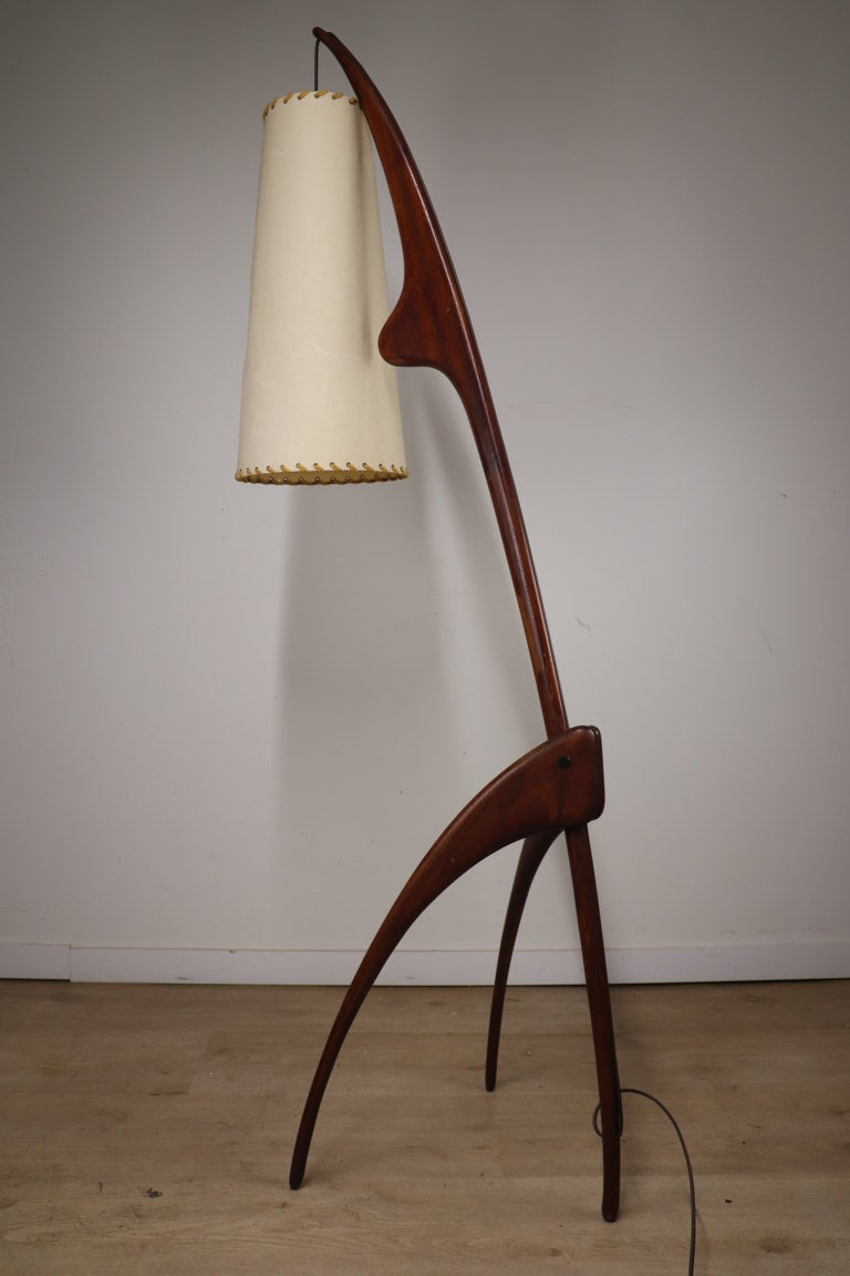 Lampadaire Rispal dit "Mante Religieuse" en teck, 1960