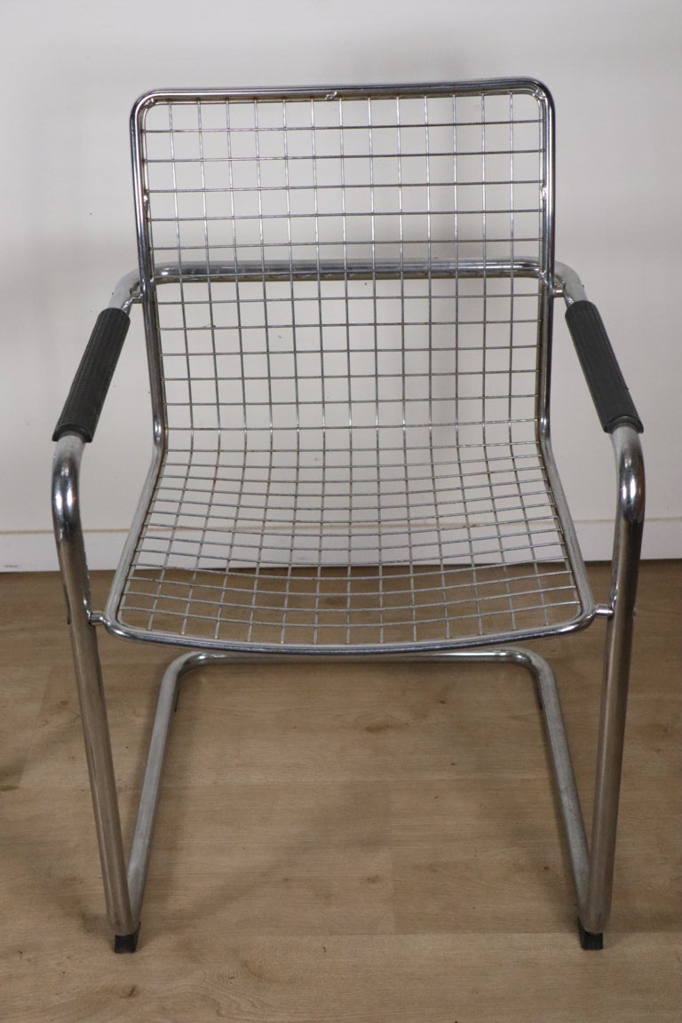 Paire de fauteuils vintage en métal chromé, 1970