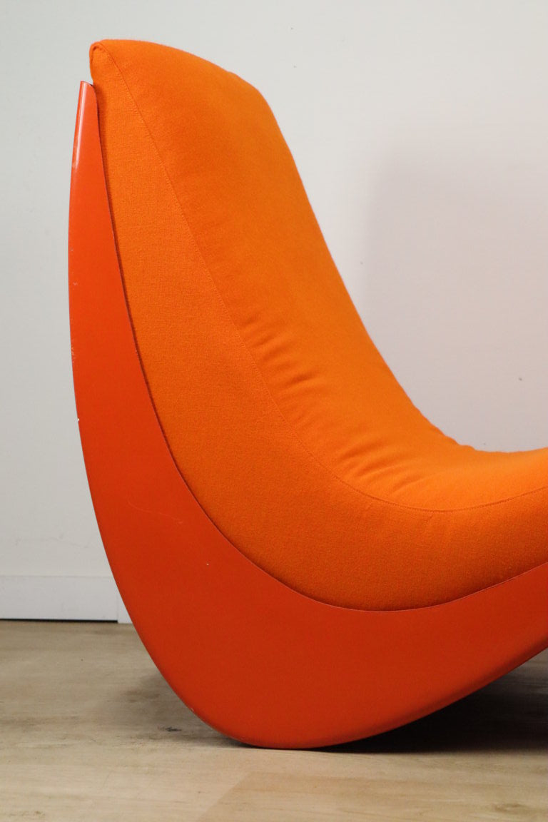 Chauffeuse vintage organique en tissu orange et fibre, 1970