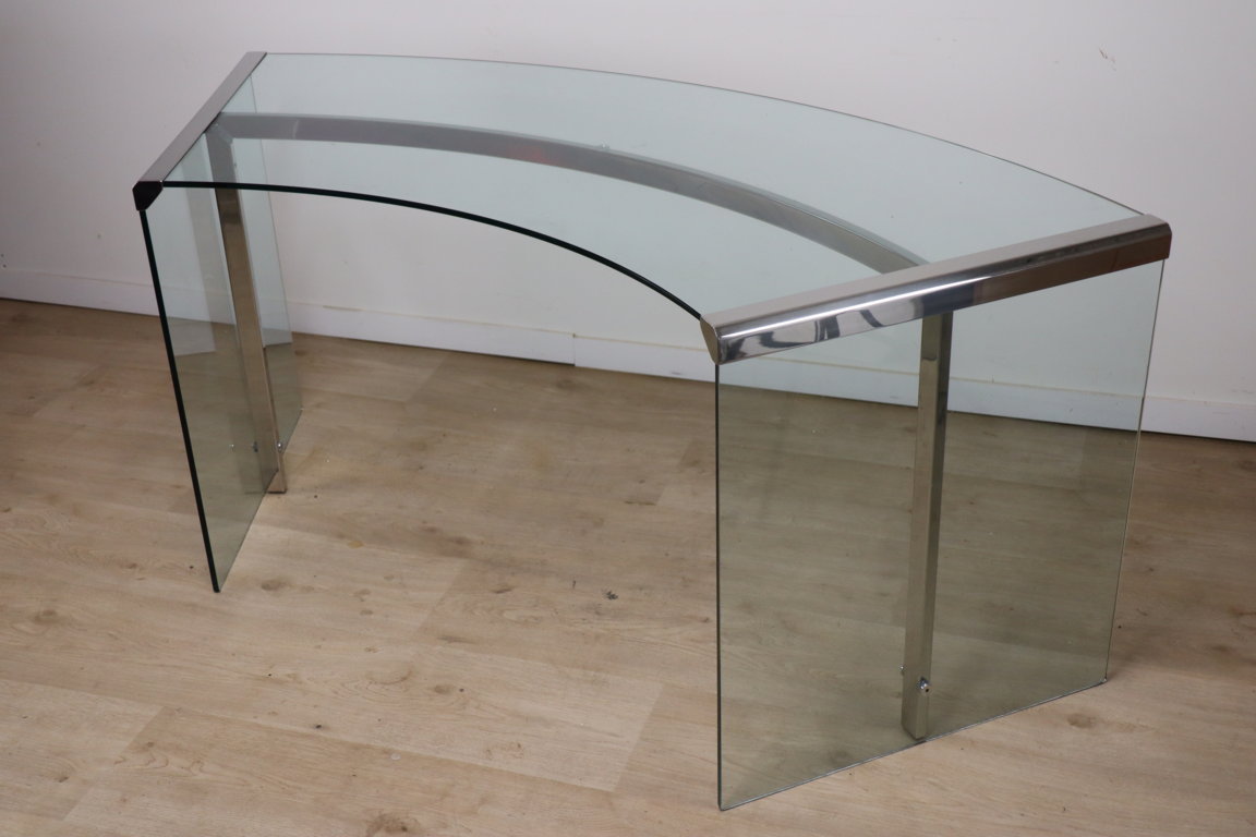Bureau « Président » par Gallotti et Radice en verre trempé, 1970