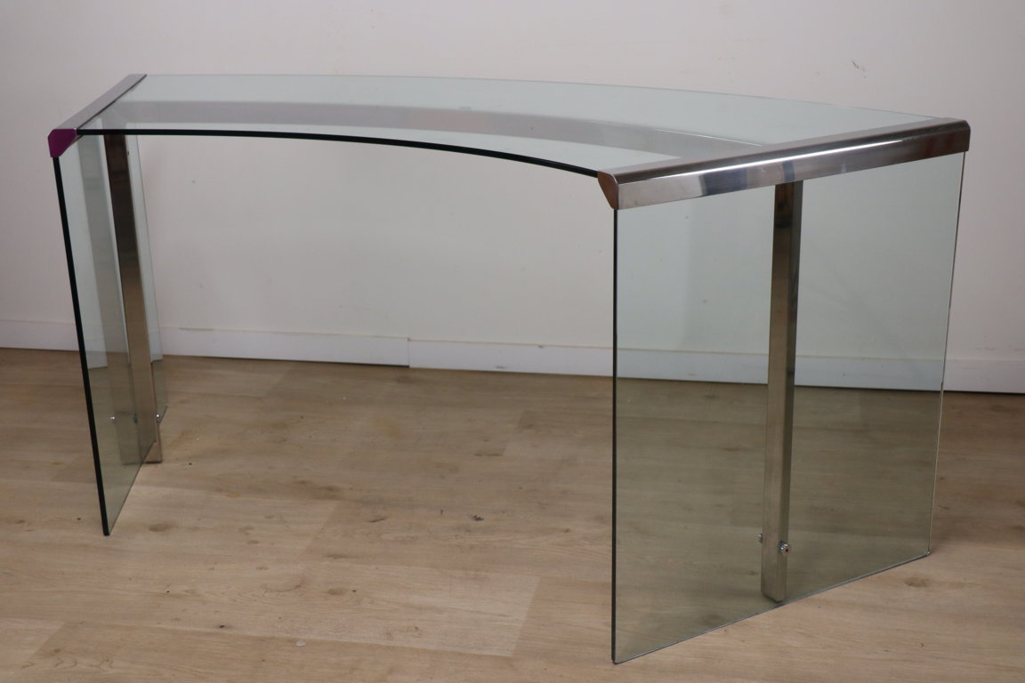 Bureau « Président » par Gallotti et Radice en verre trempé, 1970