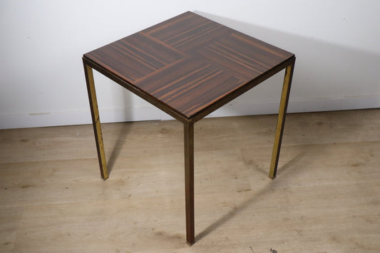 Table d'appoint minimaliste en palissandre et bronze, 1960