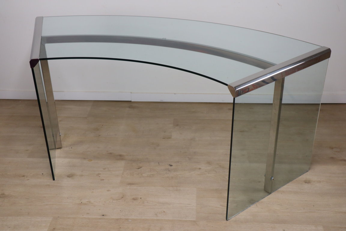 Bureau « Président » par Gallotti et Radice en verre trempé, 1970