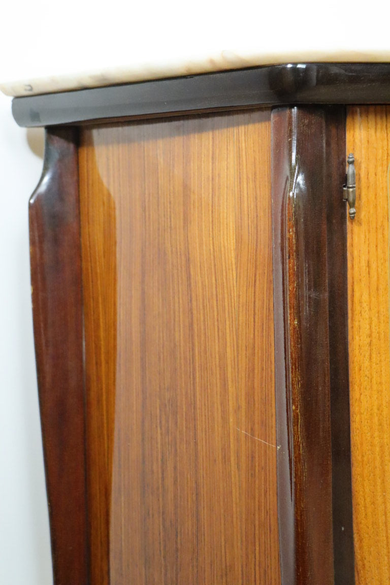Enfilade italienne en bois vernis et marbre de carrare, 1960