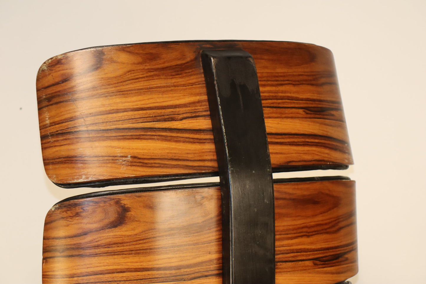 Fauteuil de bureau vintage en skaï et bois - 1970