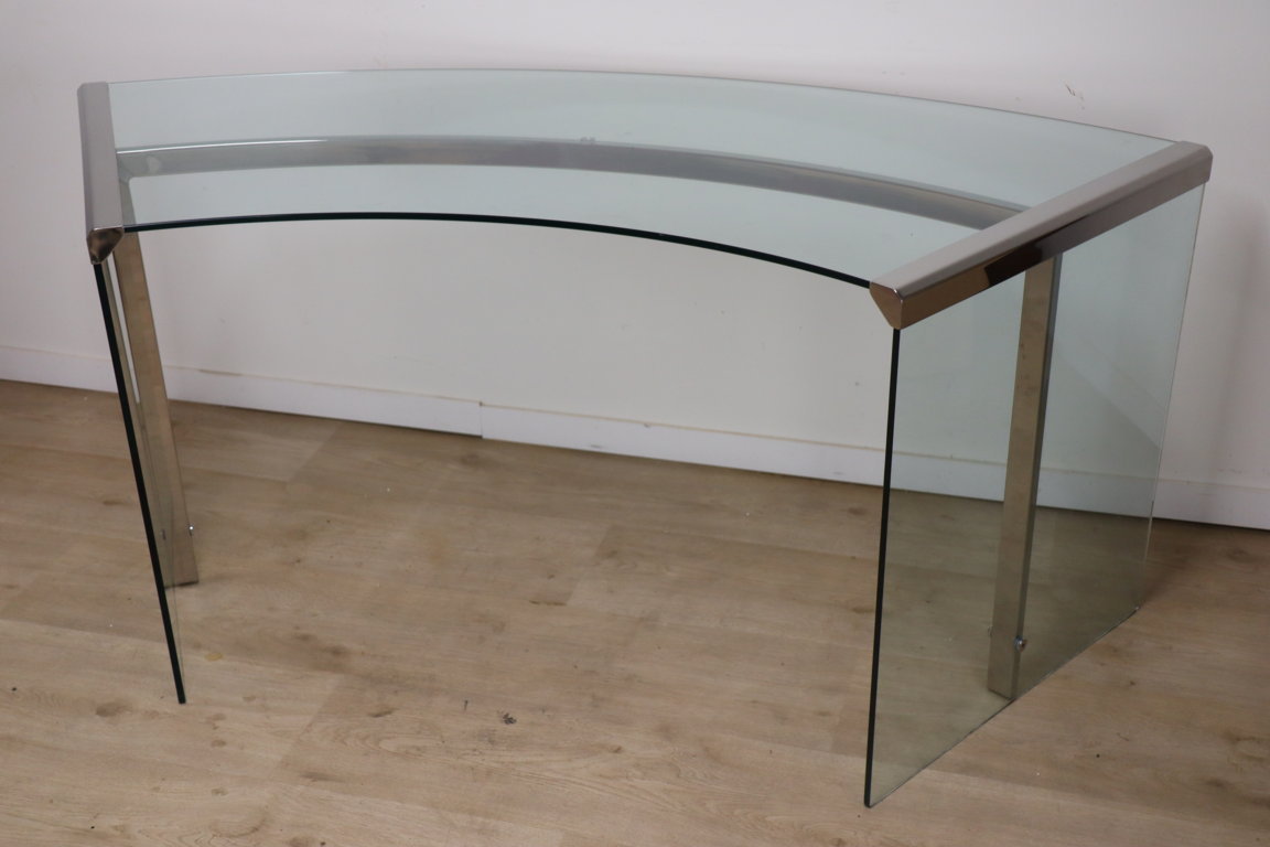 Bureau « Président » par Gallotti et Radice en verre trempé, 1970