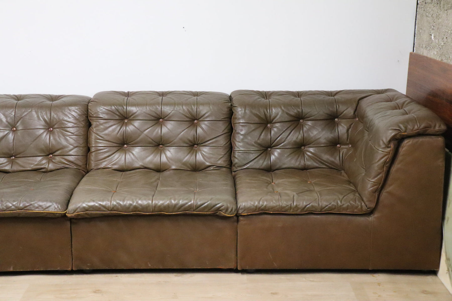 Canapé vintage modulable en cuir patchwork, 1970