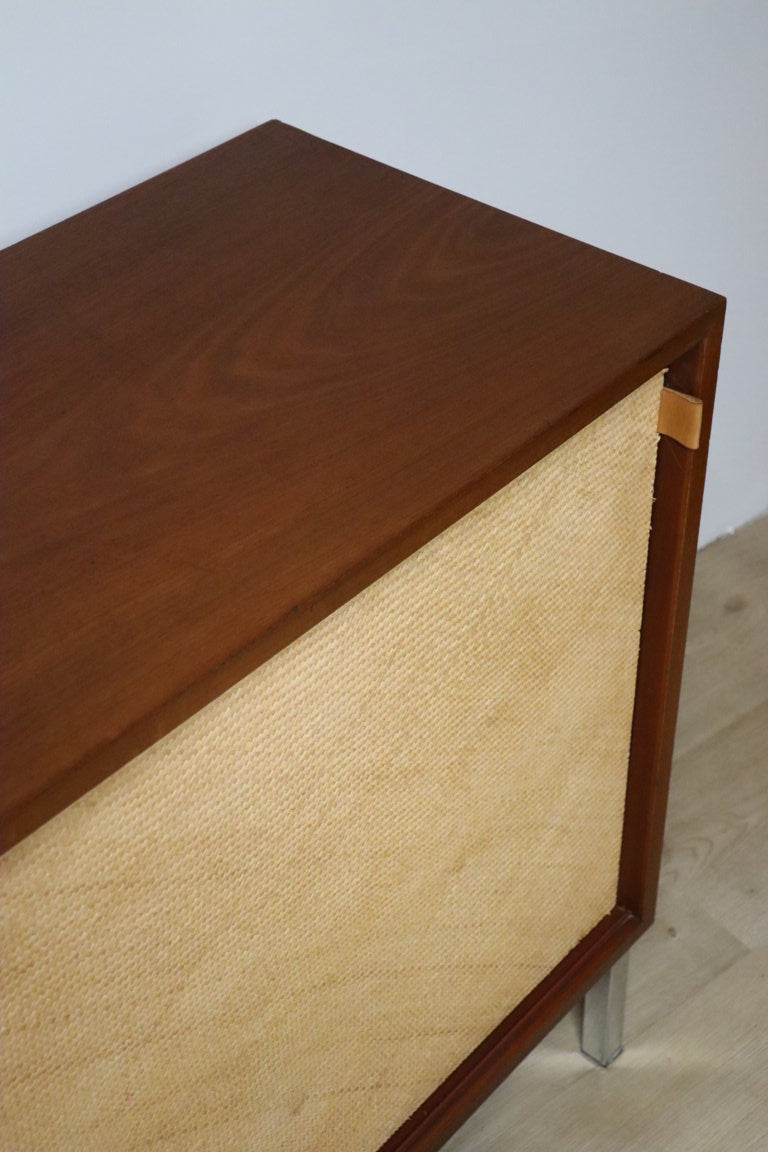 Enfilade vintage par Florence Knoll en acajou et raphia, 1970