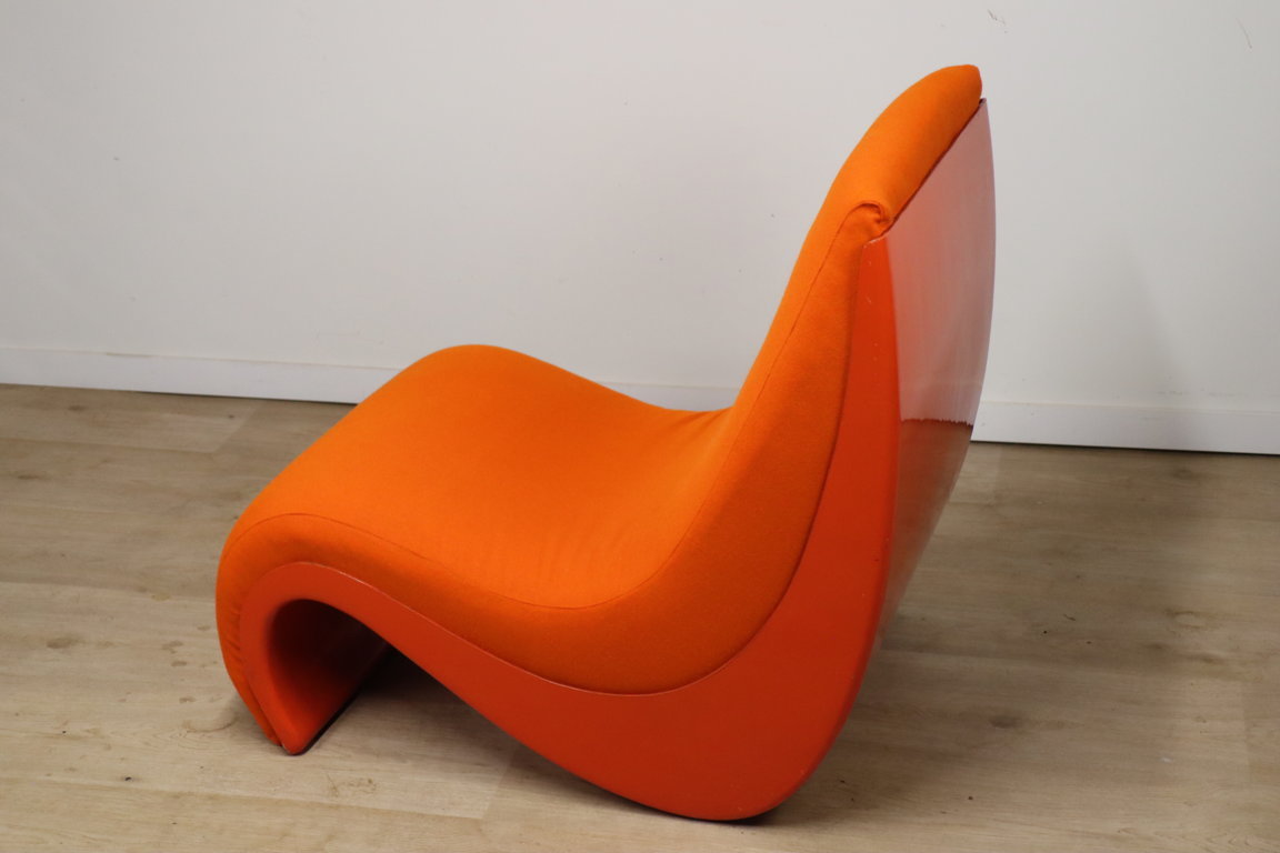 Chauffeuse vintage organique en tissu orange et fibre, 1970