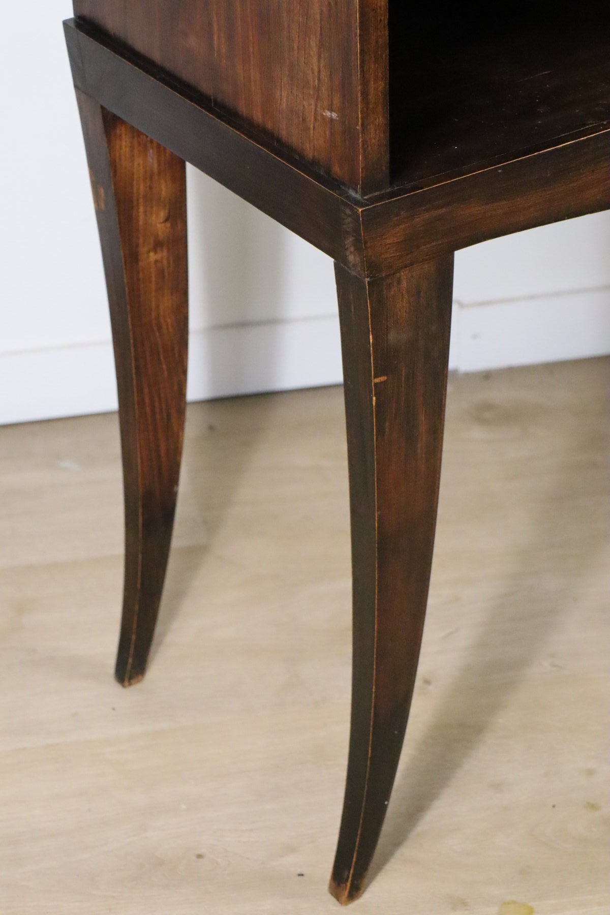 Console vintage en bois et marbre – pieds galbés style classique 1950