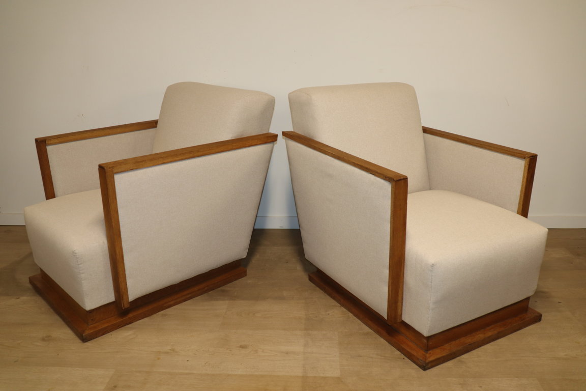 Paire de fauteuils cubique moderniste, 1940